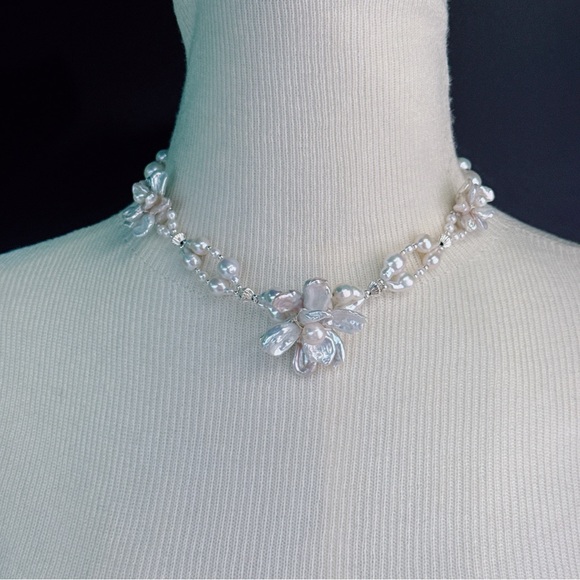 X528 Handmade Freshwater Baroque Pearl Choker Necklace - Picture 5 of 8